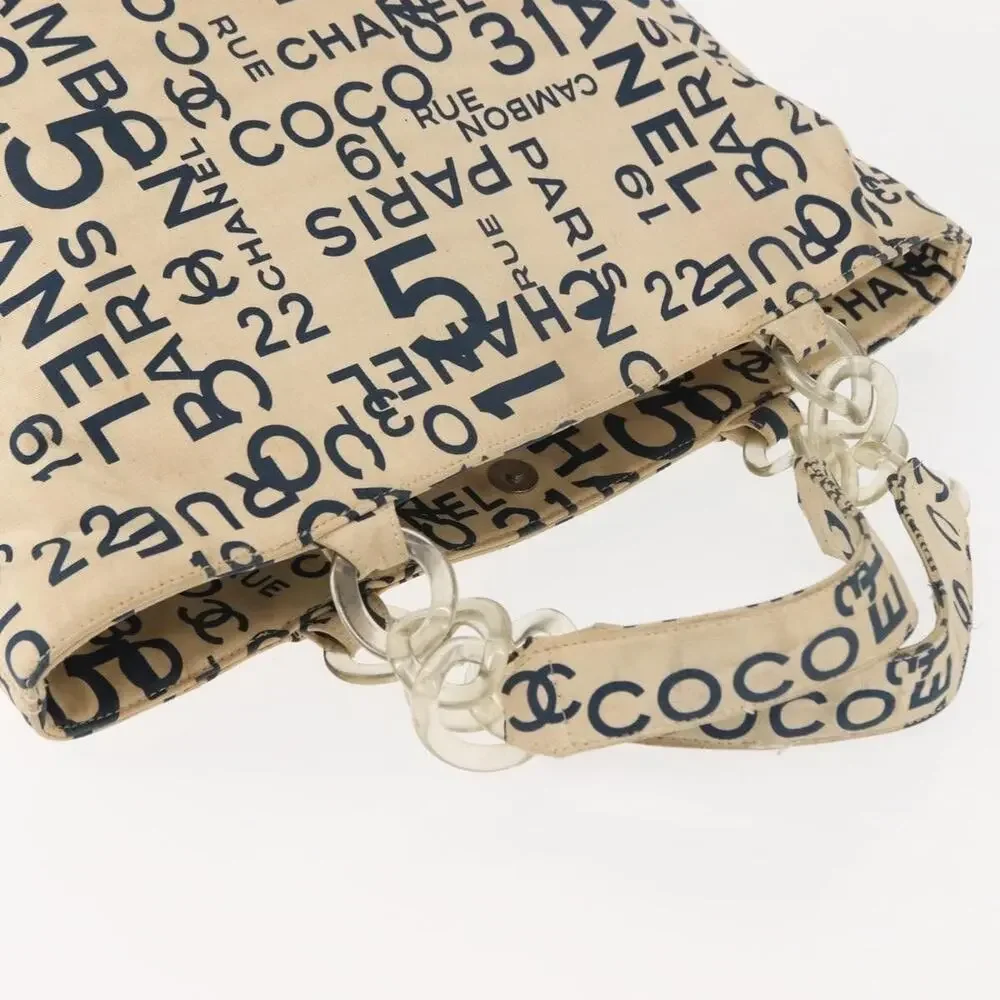 Chanel Canvas Bysy Line Tote Bag White